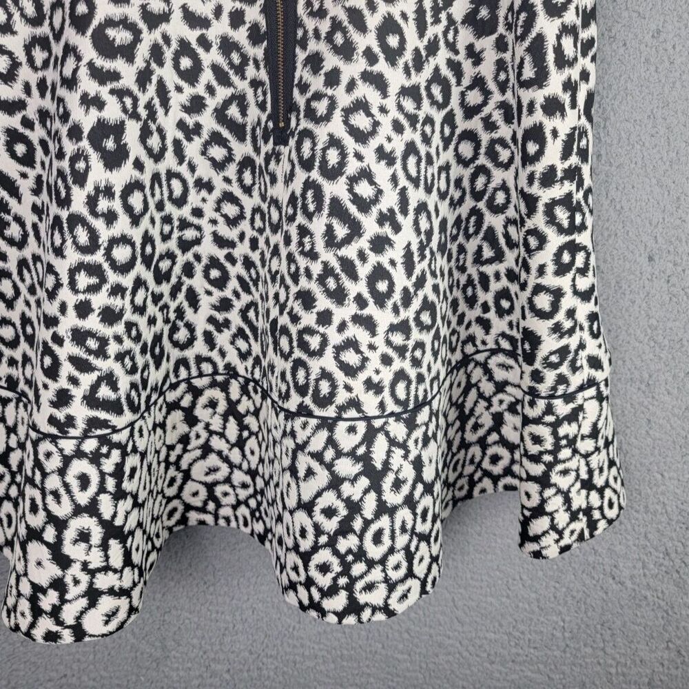 Banana Republic Womens Dress 8 Black White Leopard Print Fit Flare Sleeveless - Picture 6 of 16